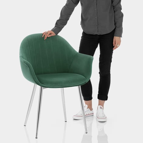 Flare Dining Chair Green Velvet Features Image