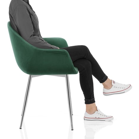 Flare Dining Chair Green Velvet Frame Image