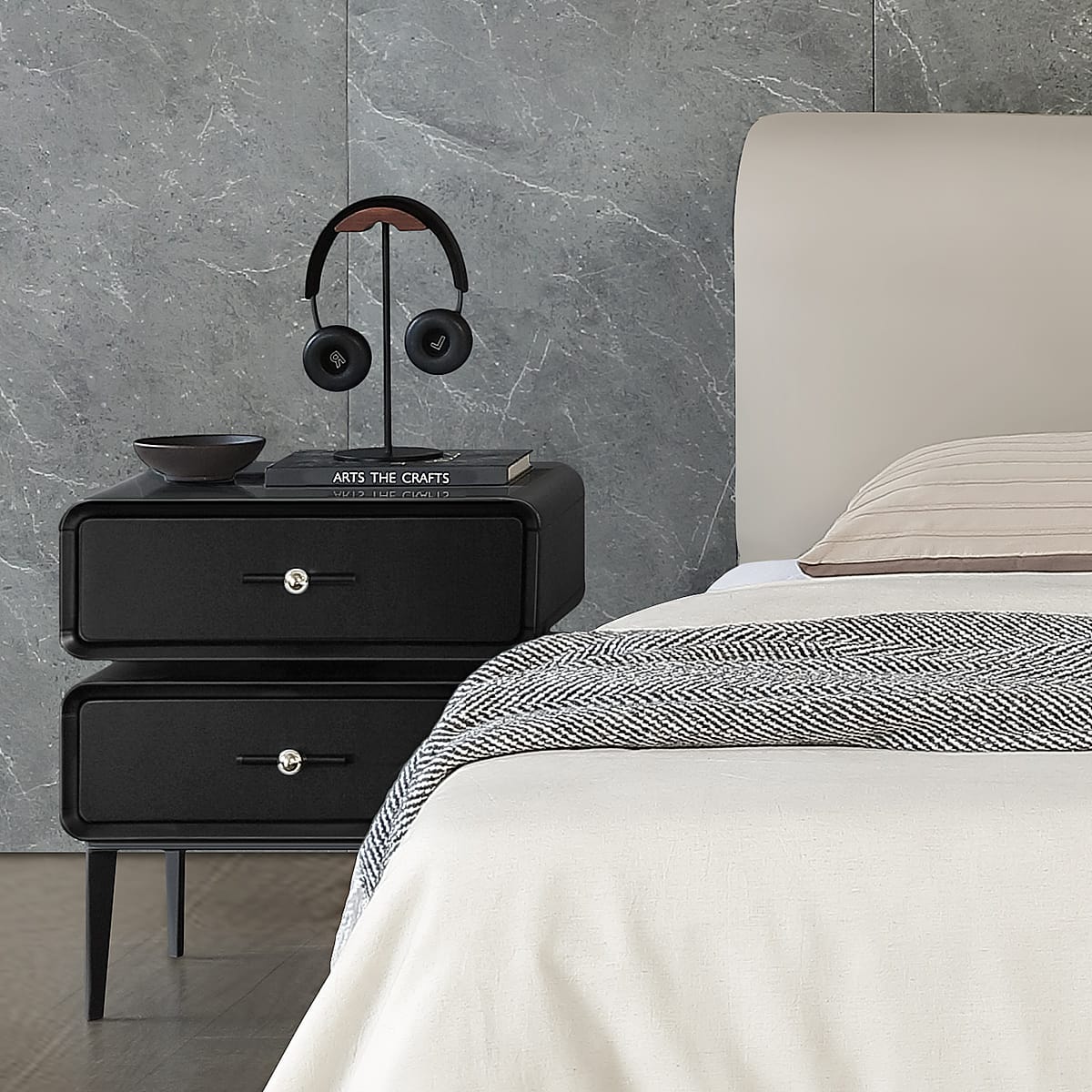 Florence Bedside Table Black Features Image