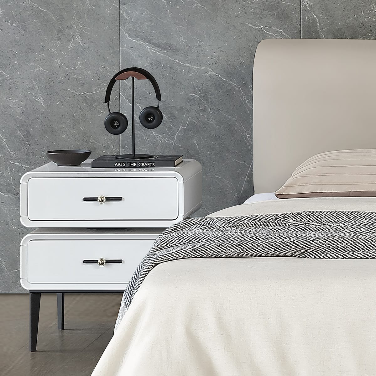 Florence Bedside Table White Features Image