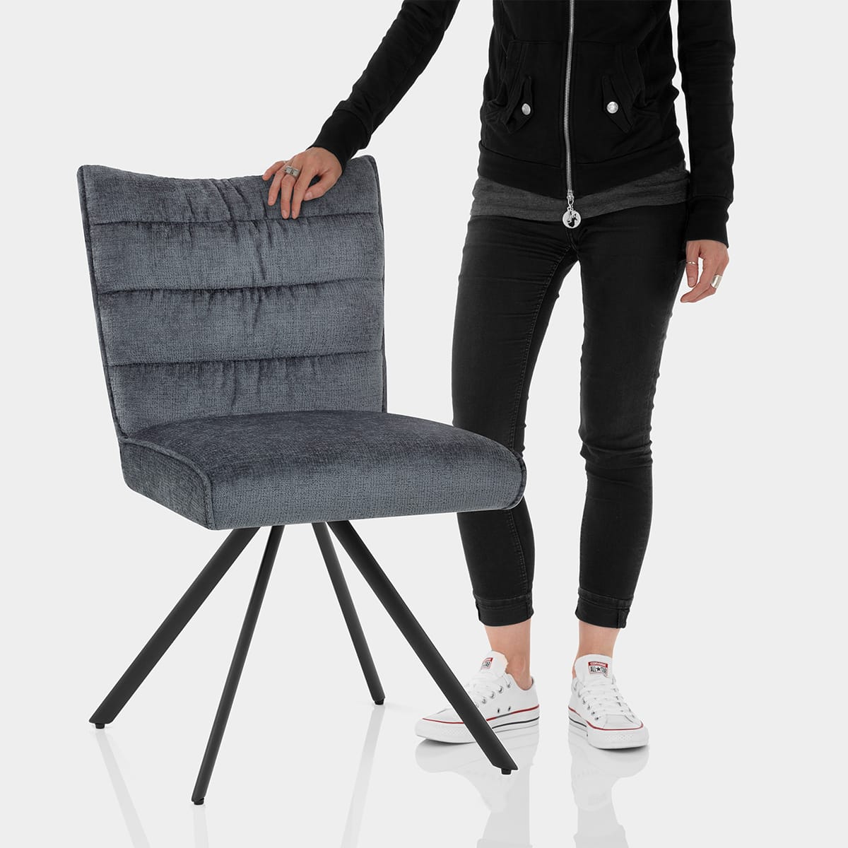 Forte Dining Chair Blue Fabric Features Image