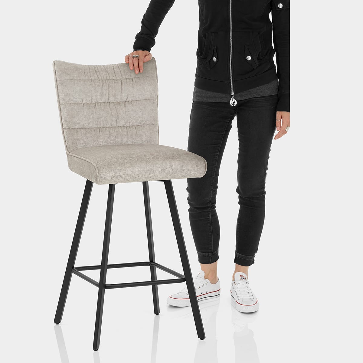 Forte Bar Stool Beige Fabric Features Image