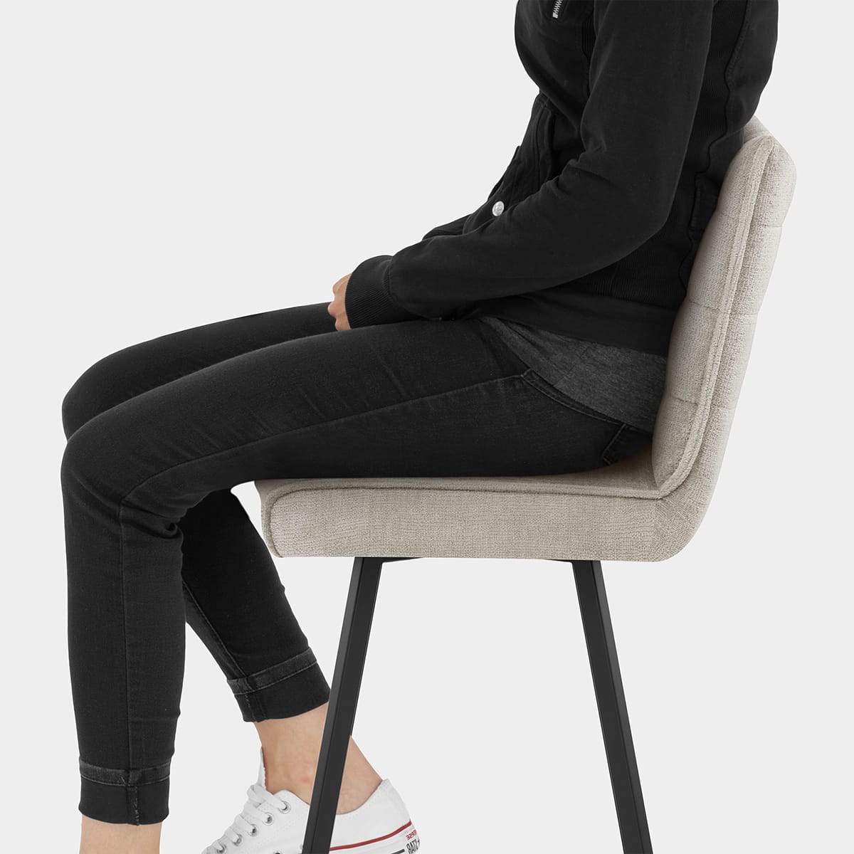 Forte Bar Stool Beige Fabric Seat Image