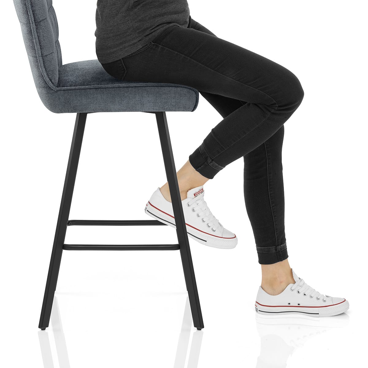 Forte Bar Stool Blue Fabric Frame Image