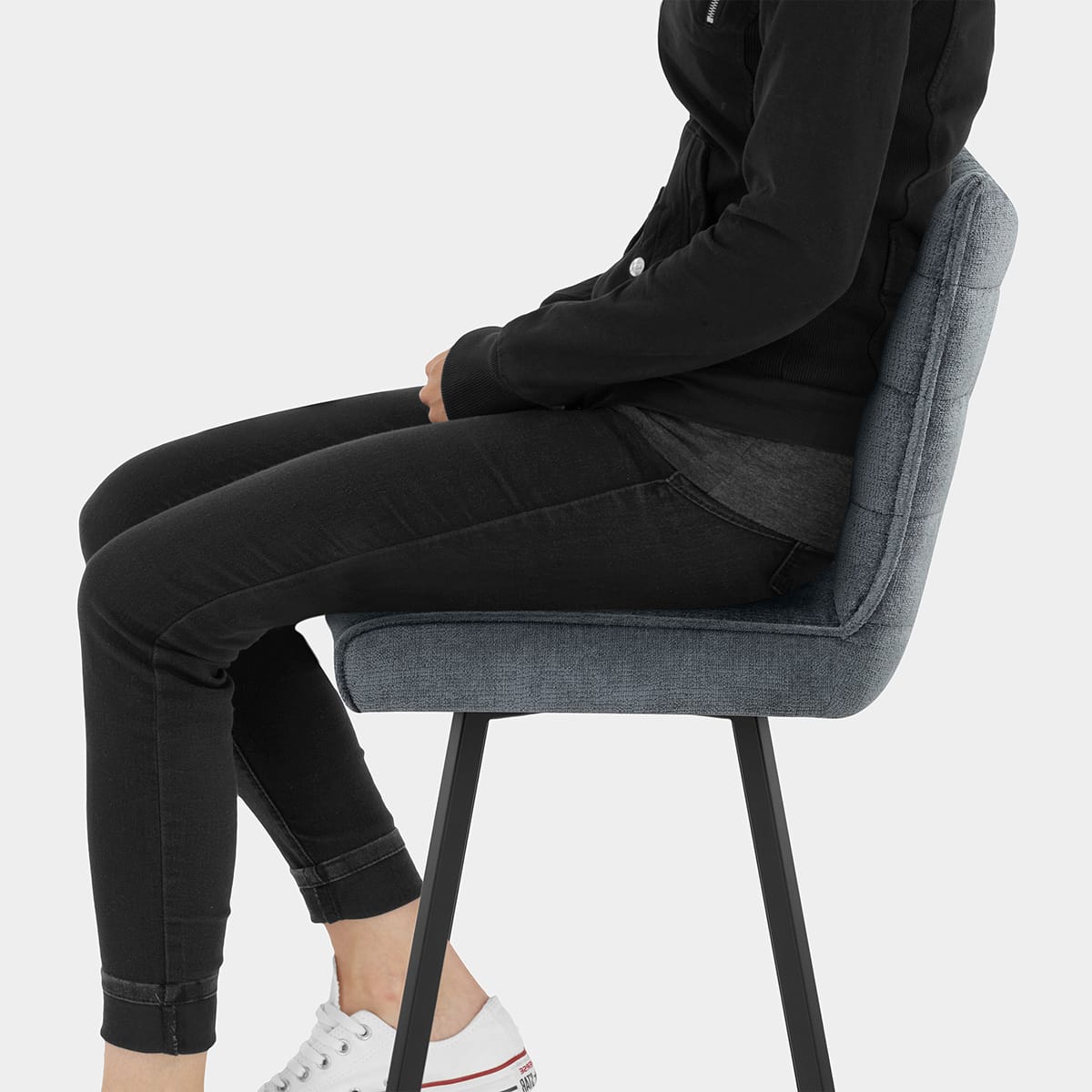 Forte Bar Stool Blue Fabric Seat Image