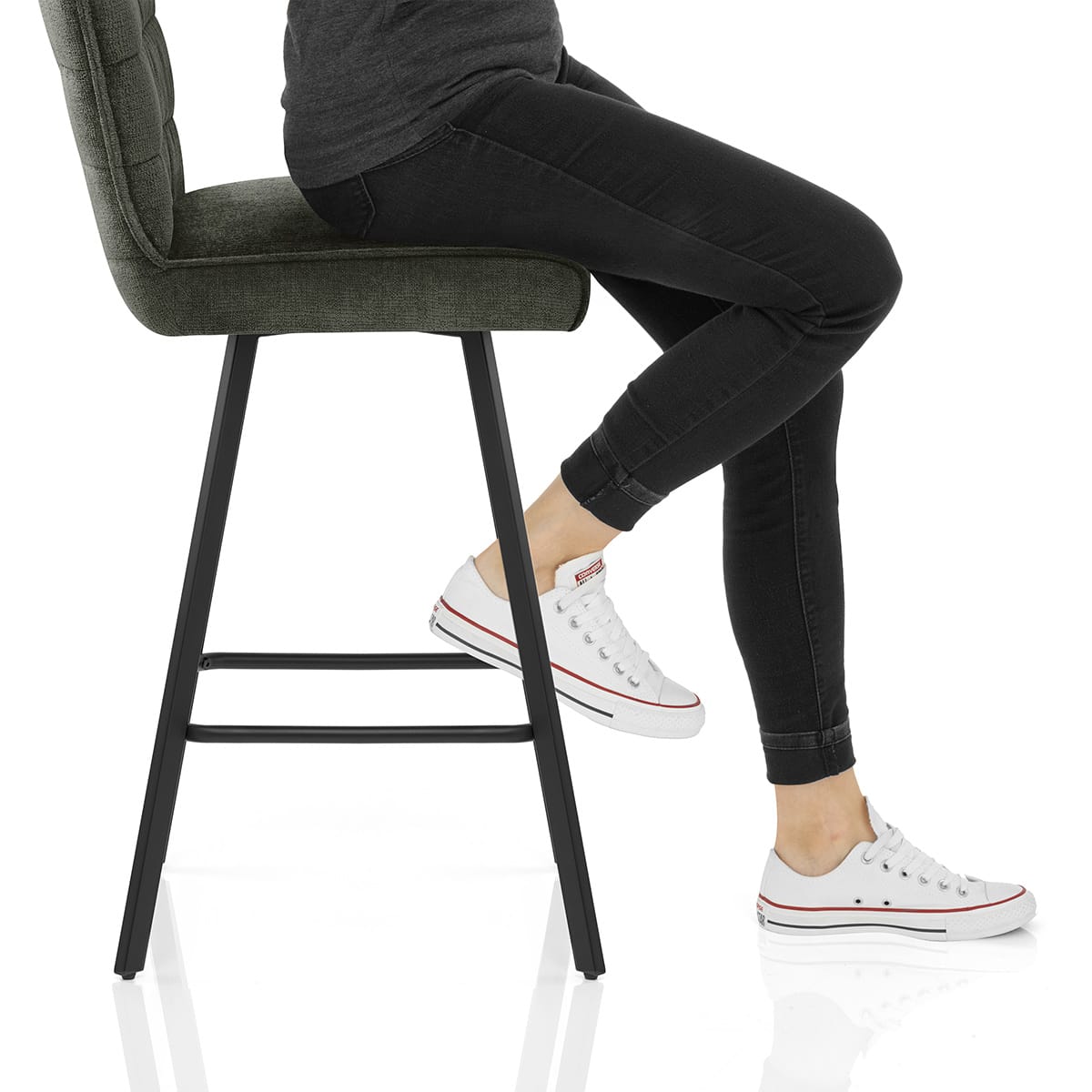 Forte Bar Stool Green Fabric Frame Image