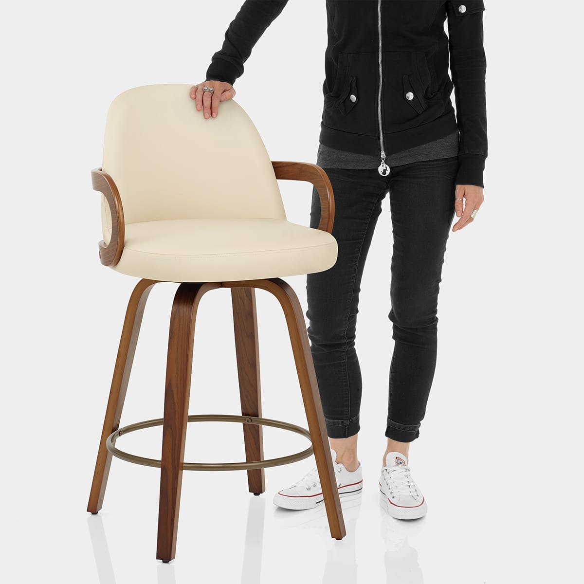 Franco Walnut Bar Stool Cream Features Image