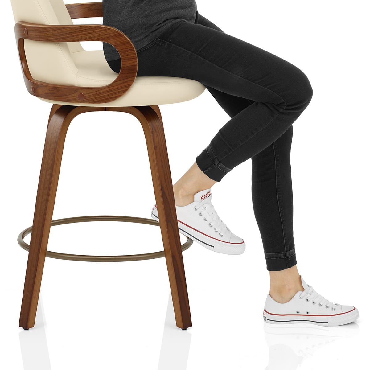 Franco Walnut Bar Stool Cream Frame Image