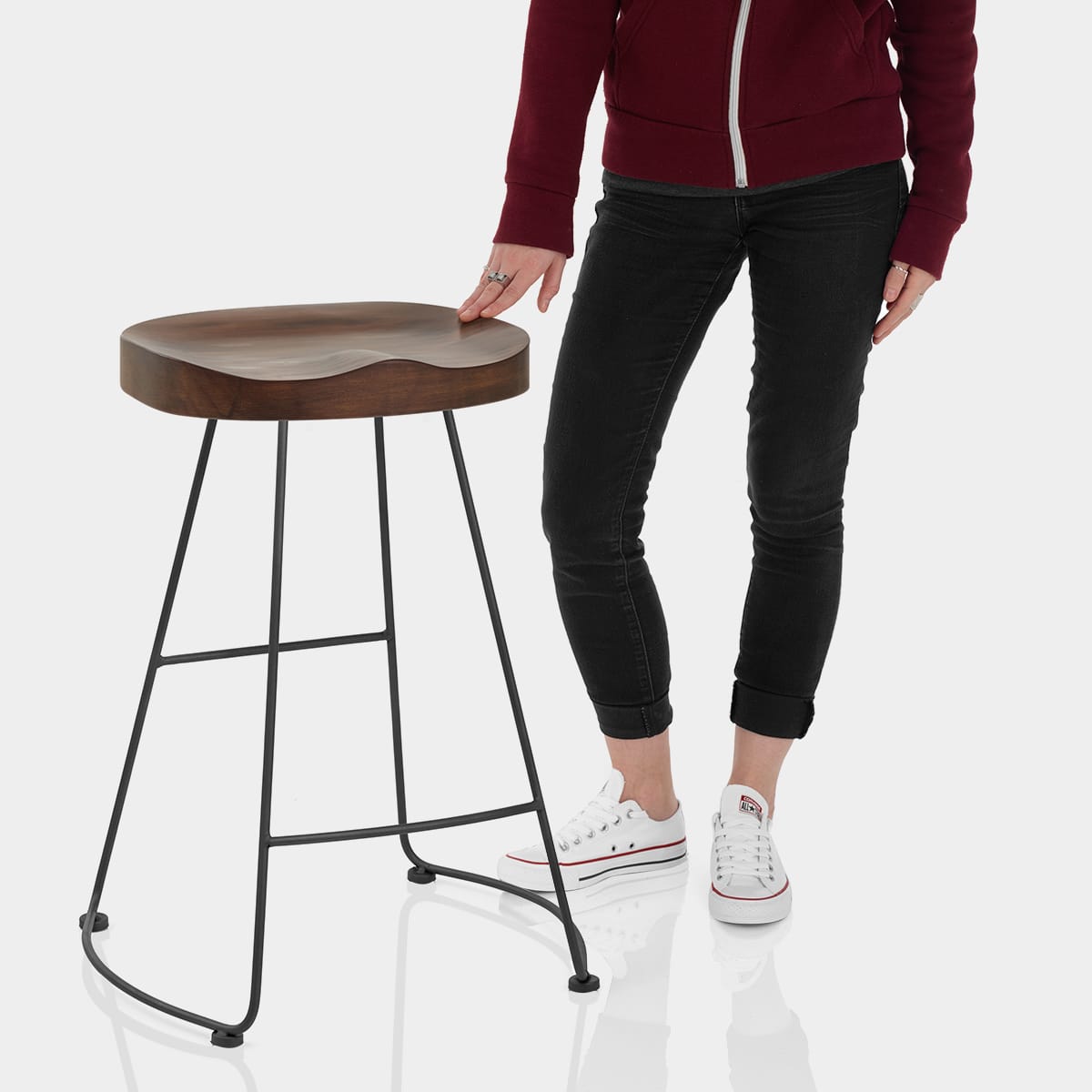 Freedom Black Stool Dark Wood Features Image