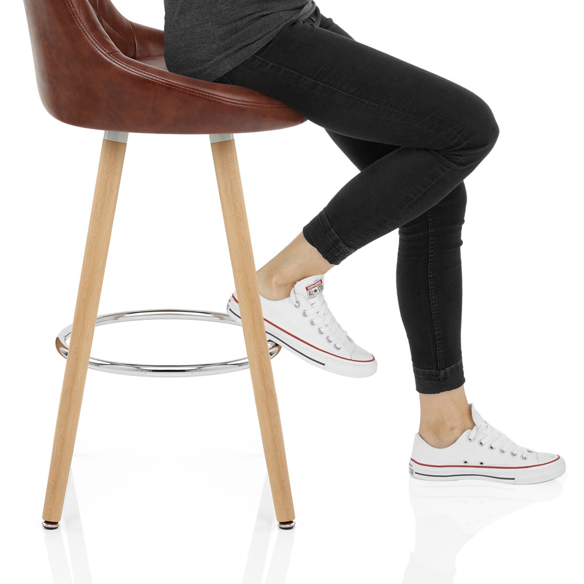 Fuse Wooden Stool Antique Brown Frame Image