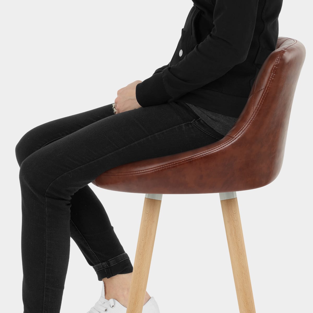 Fuse Wooden Stool Antique Brown Seat Image