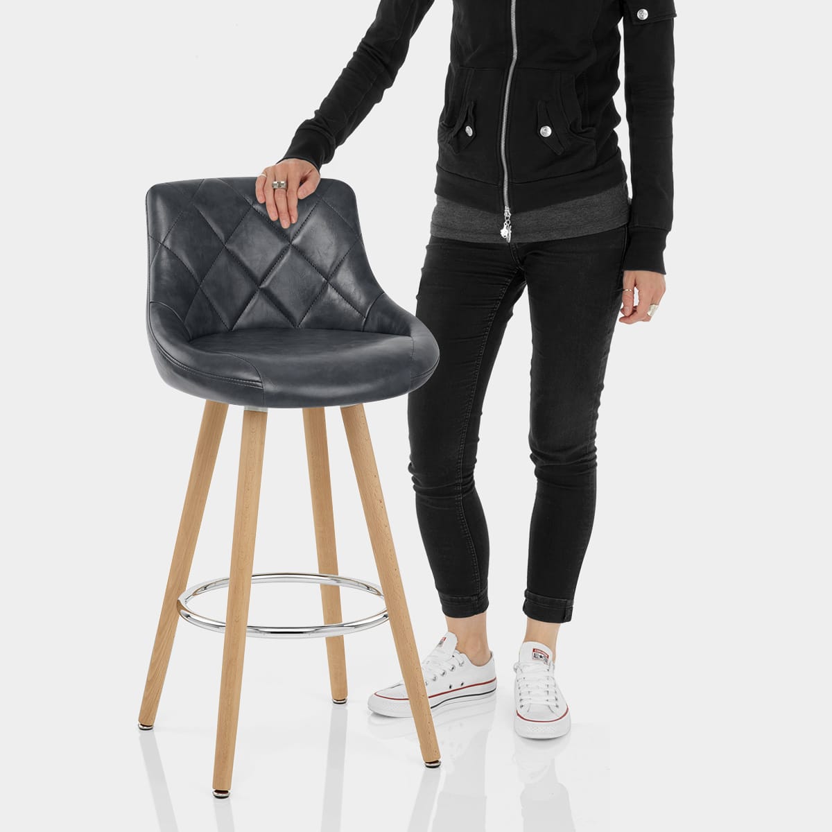 Fuse Wooden Stool Antique Slate Features Image