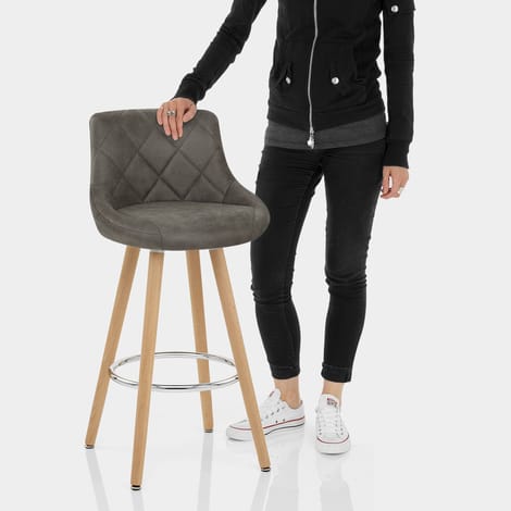 Fuse Wooden Stool Charcoal Features Image