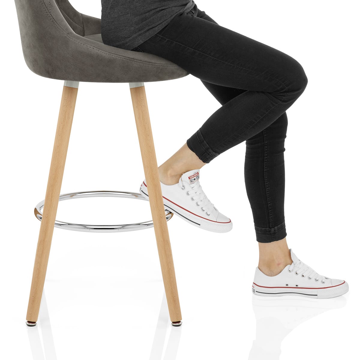 Fuse Wooden Stool Charcoal Frame Image