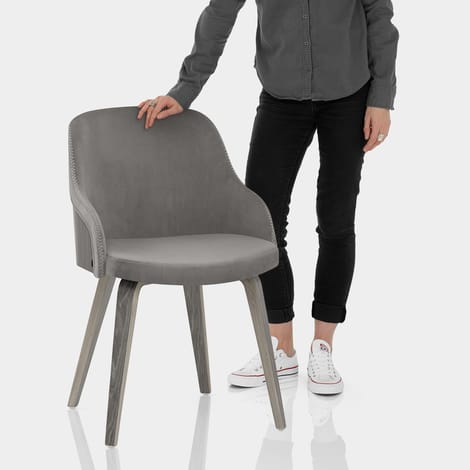 Fusion Wooden Chair Grey Velvet Features Image