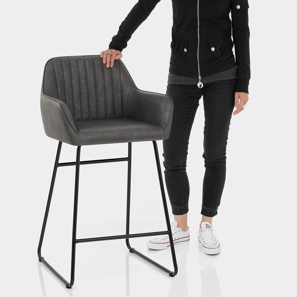 Gabrielle Bar Stool Antique Charcoal Features Image