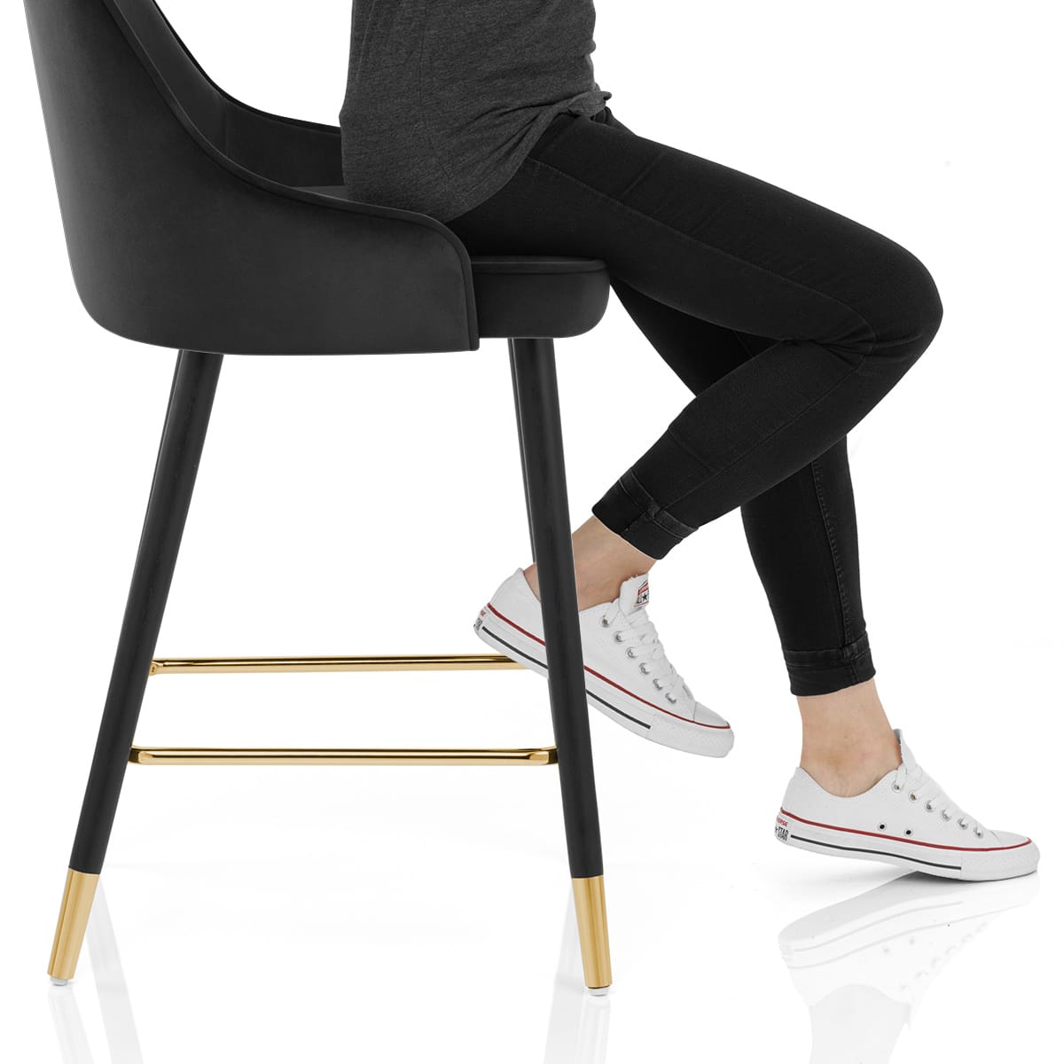 Glam Stool Gold & Black Velvet Frame Image