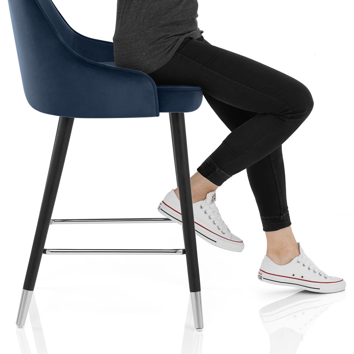 Glam Bar Stool Blue Velvet Frame Image