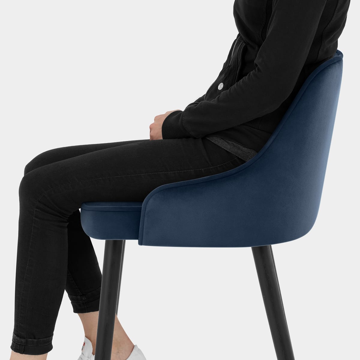 Glam Bar Stool Blue Velvet Seat Image