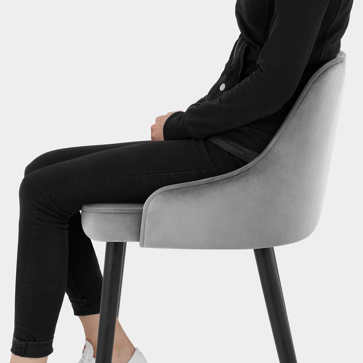 Glam Bar Stool Grey Velvet Seat Image