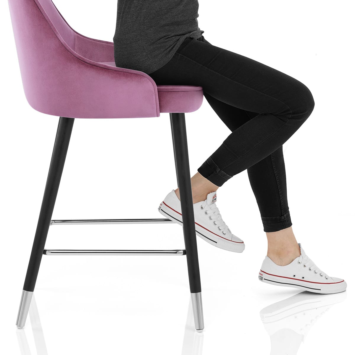 Glam Bar Stool Purple Velvet Frame Image