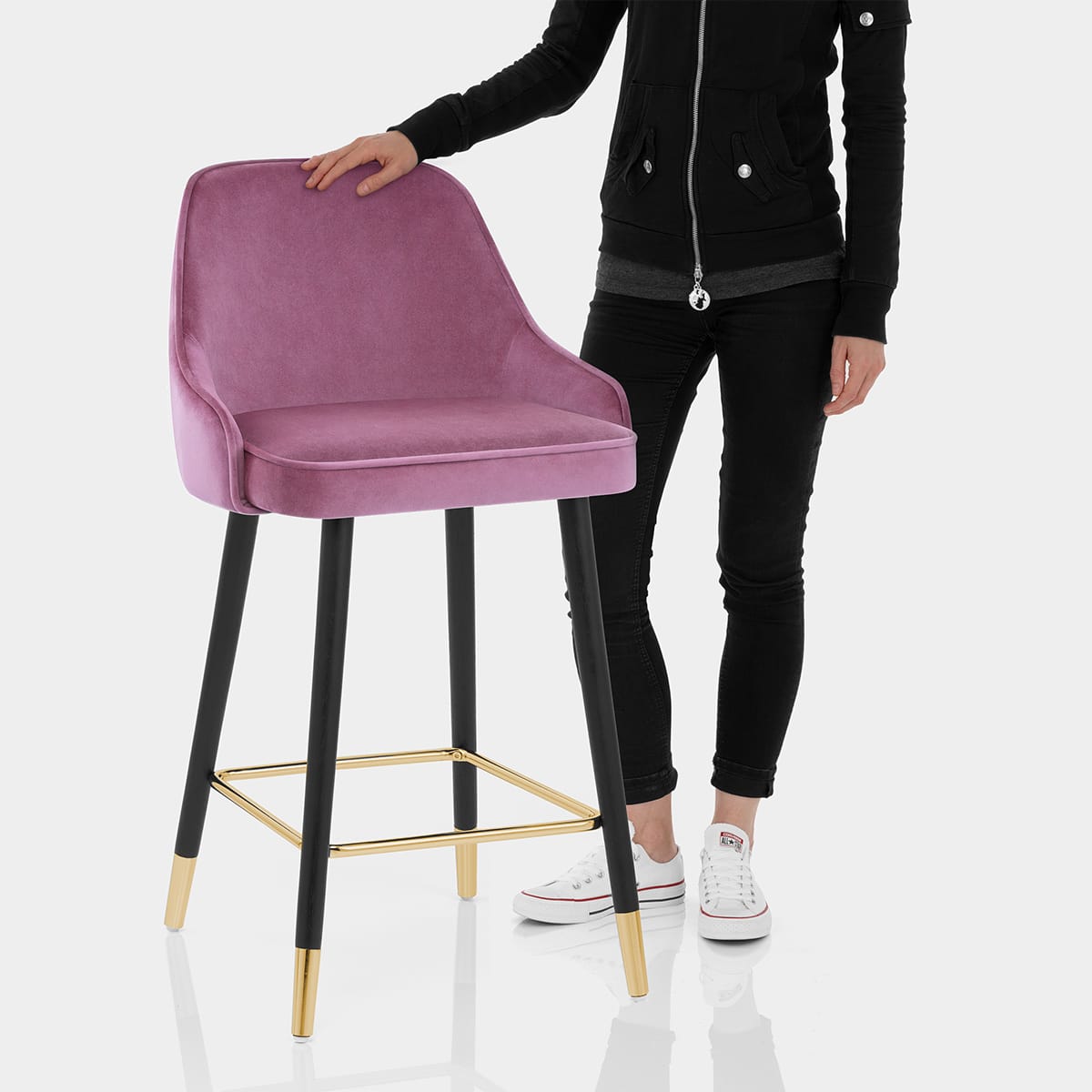 Glam Stool Gold & Purple Velvet Features Image