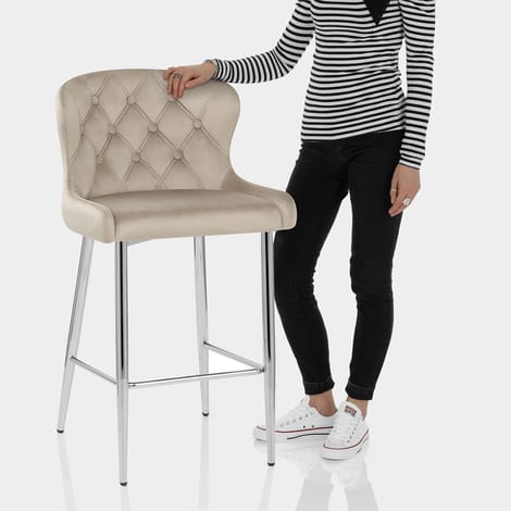 Grace Bar Stool Beige Velvet Features Image