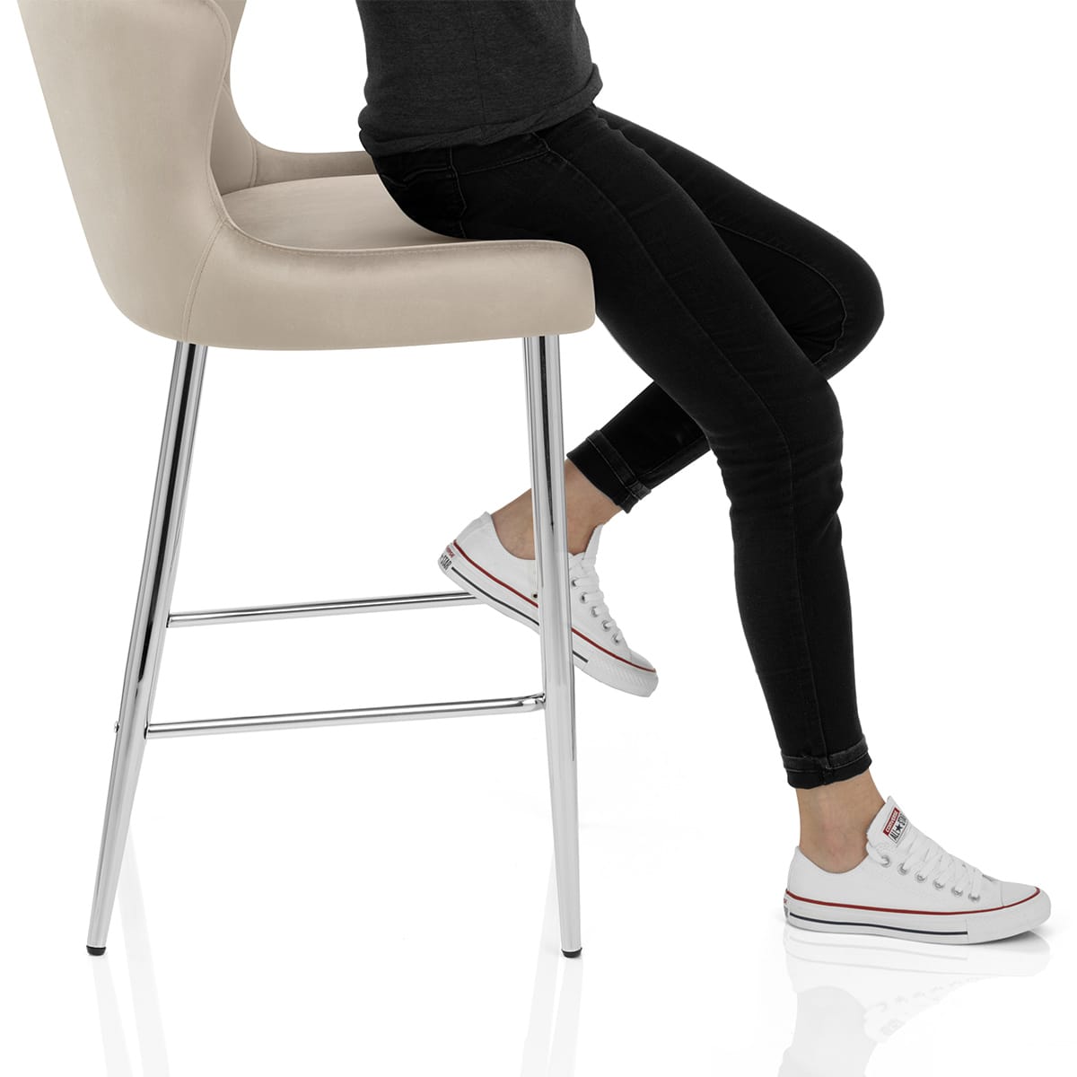 Grace Bar Stool Beige Velvet Frame Image