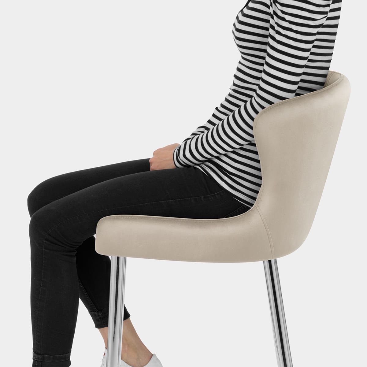 Grace Bar Stool Beige Velvet Seat Image