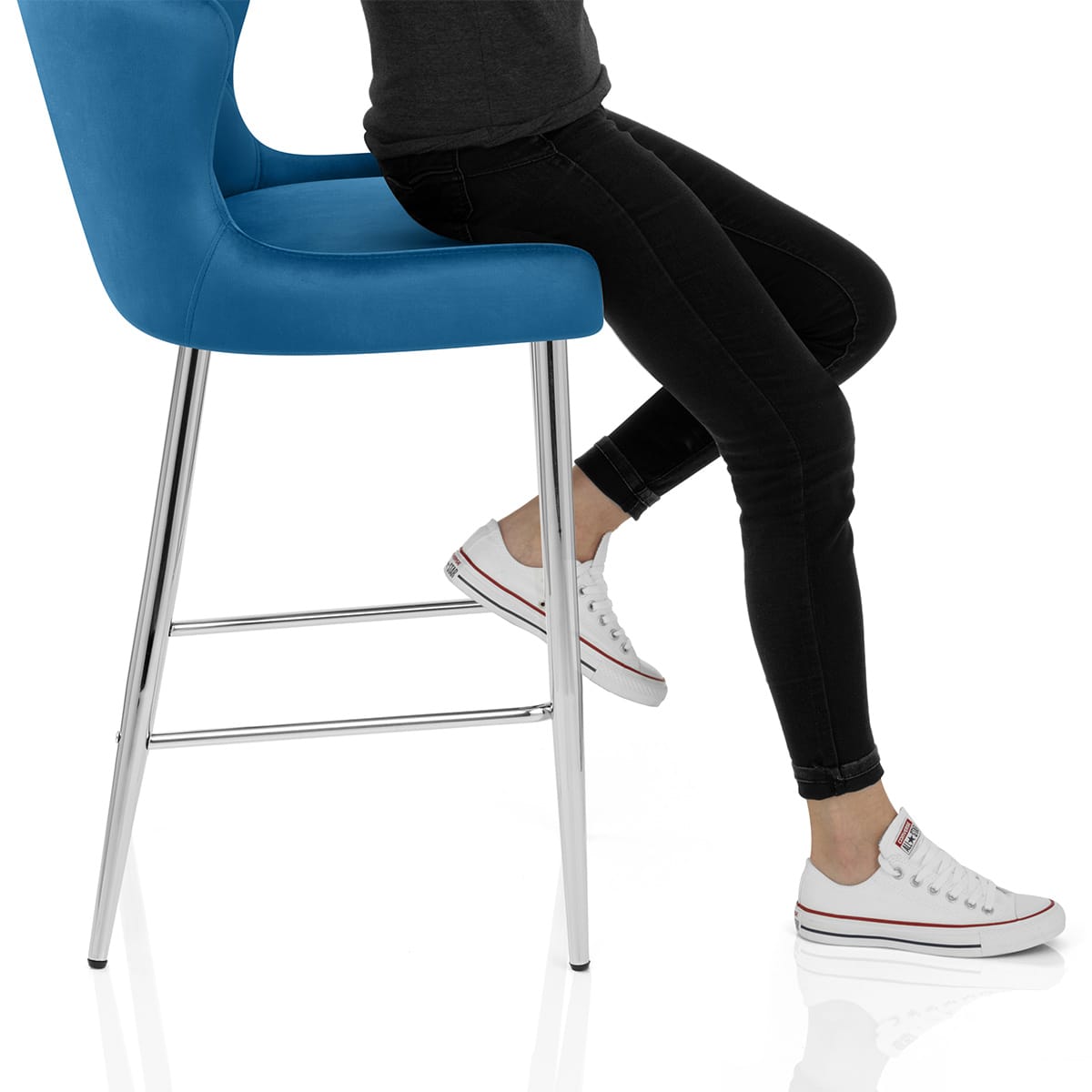 Grace Bar Stool Blue Velvet Frame Image