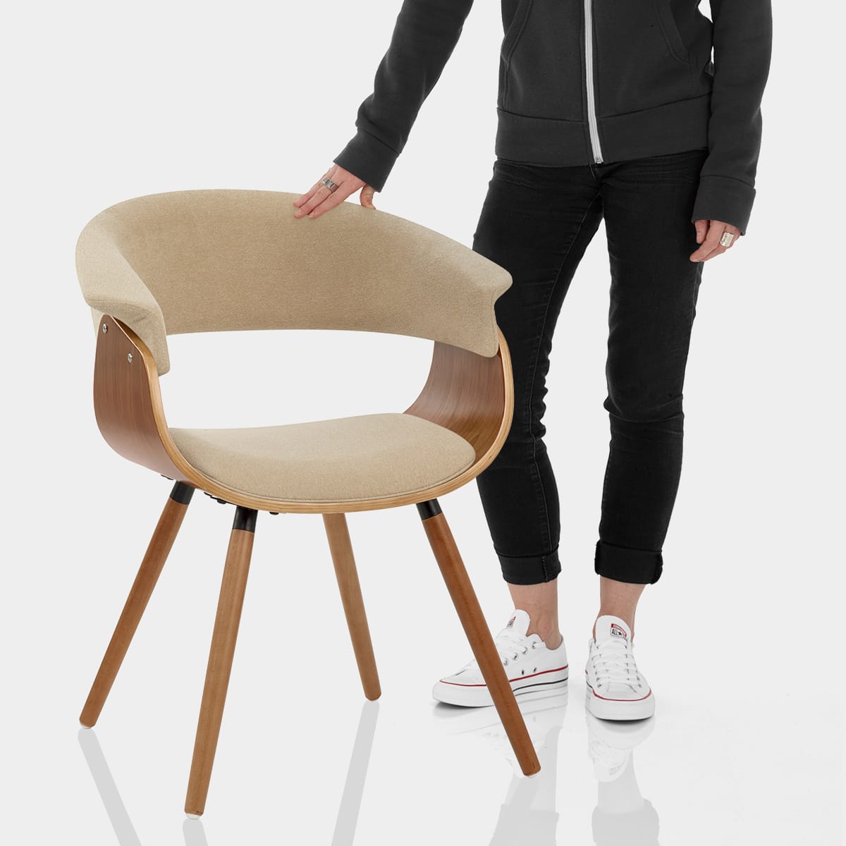 Grafton Dining Chair Walnut & Beige Features Image