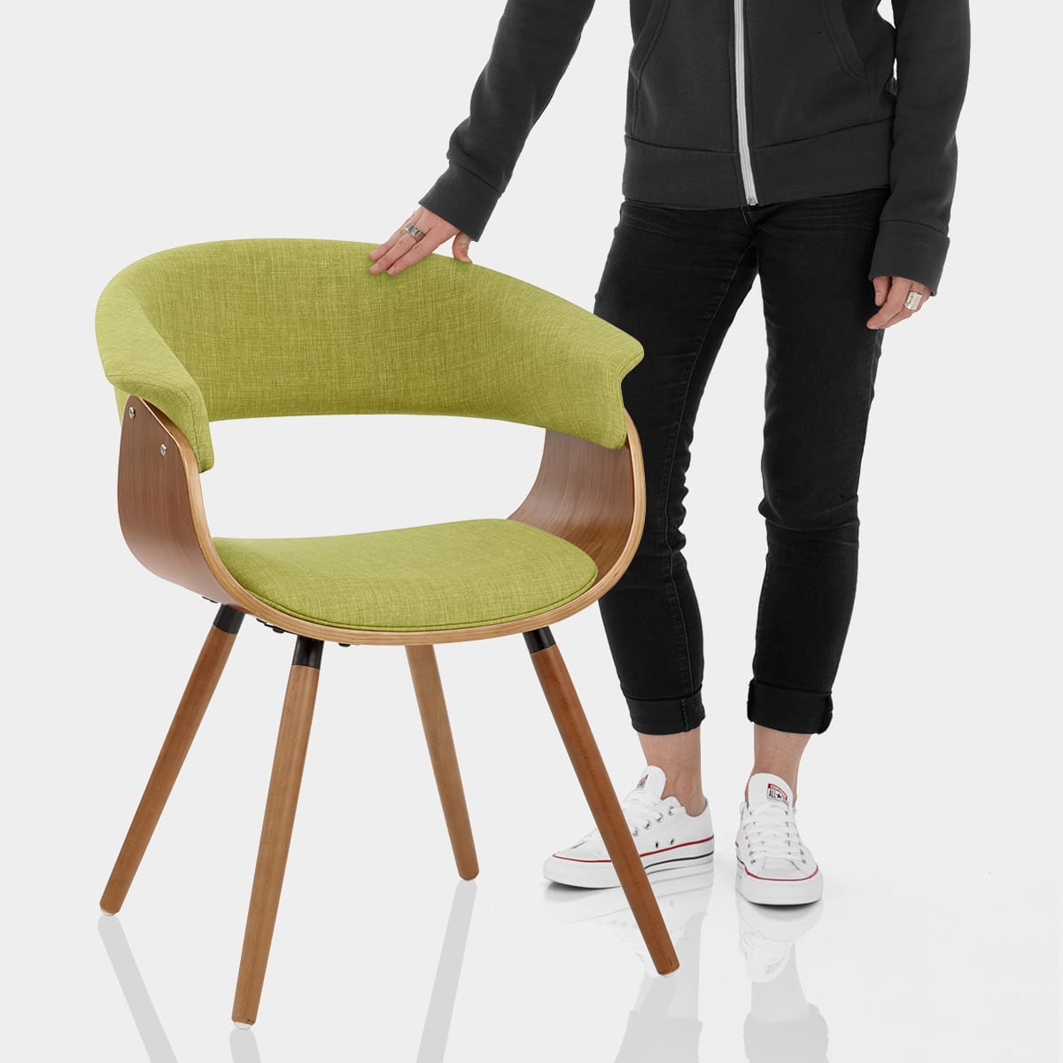 Grafton Dining Chair Walnut & Green Features Image