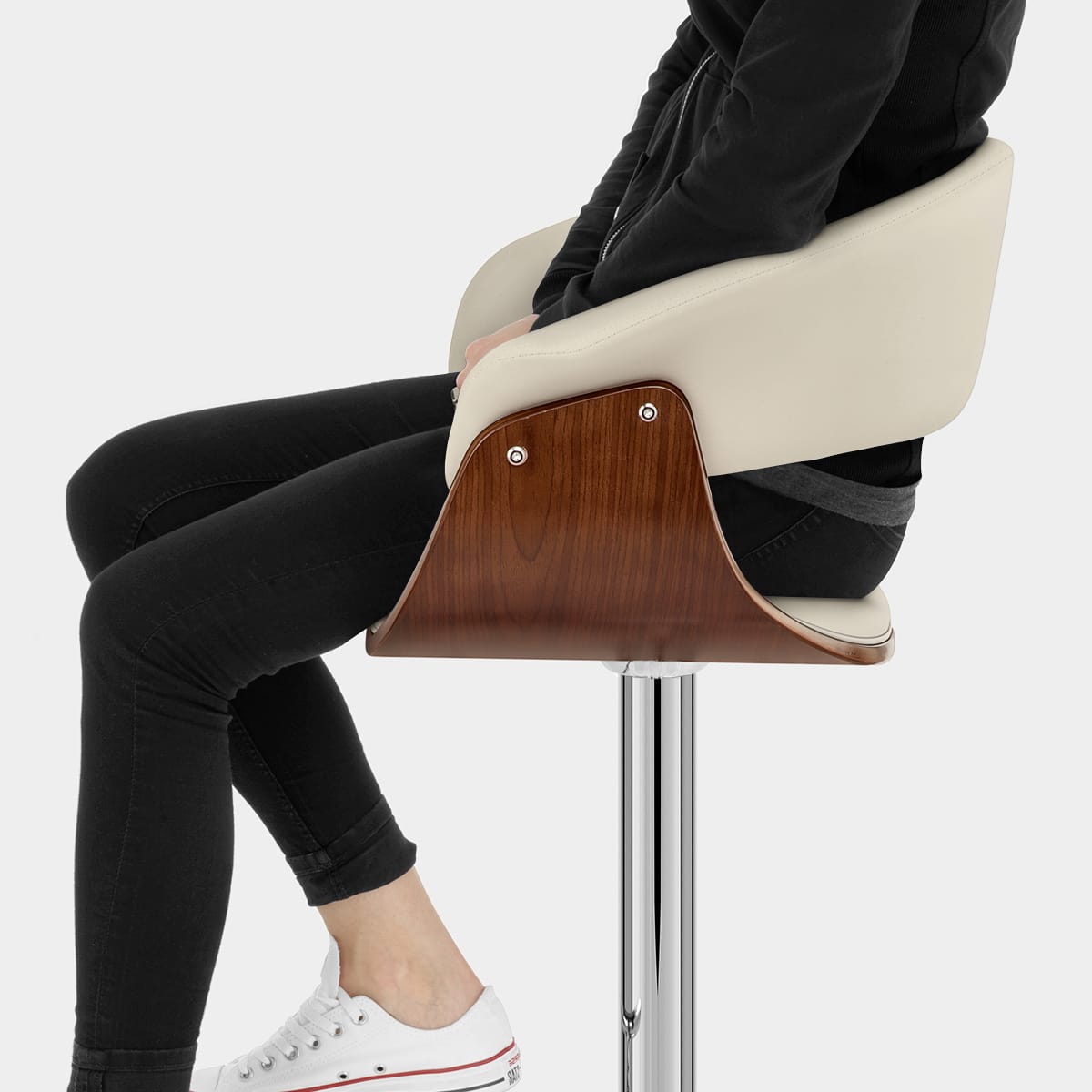 Grafton Stool Walnut & Cream Seat Image