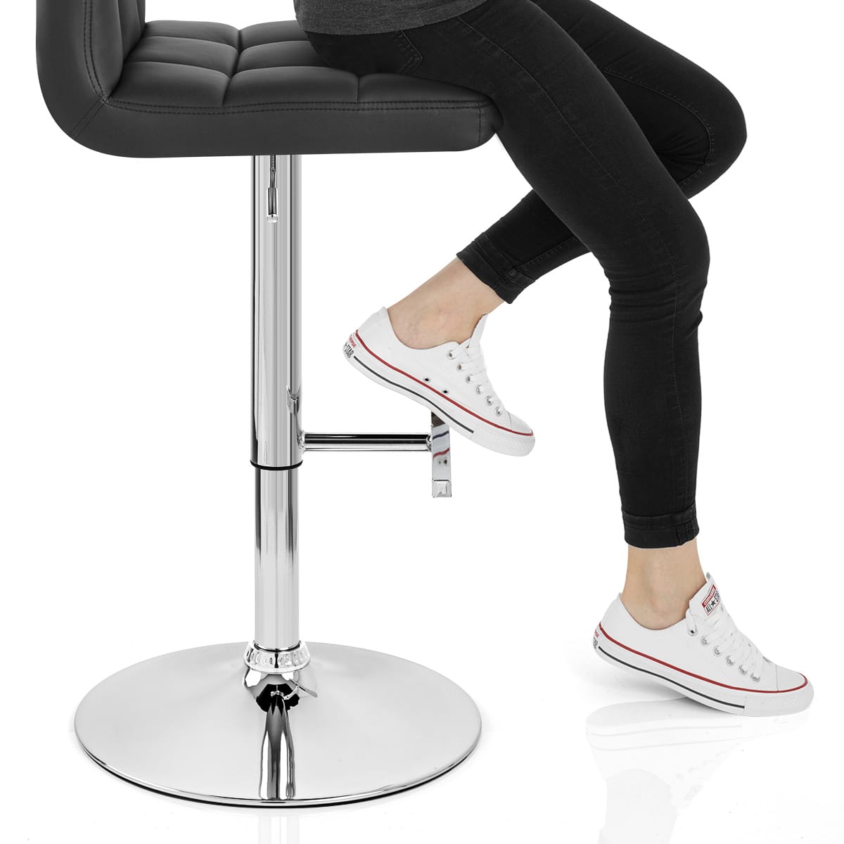 Grid Bar Stool Black Frame Image