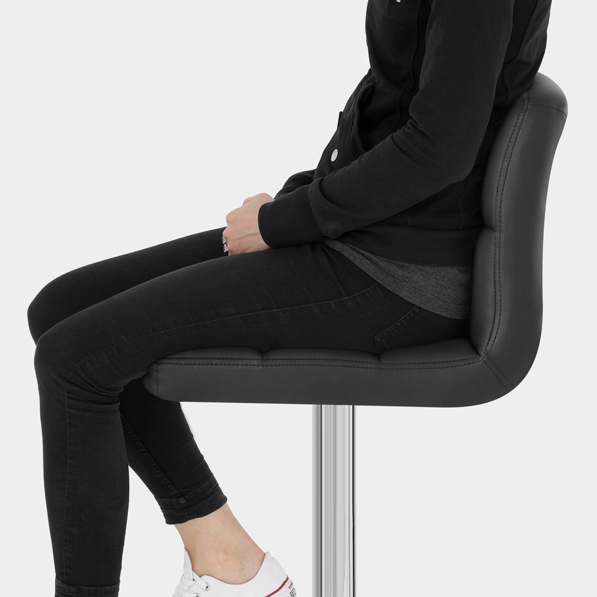 Grid Bar Stool Black Seat Image