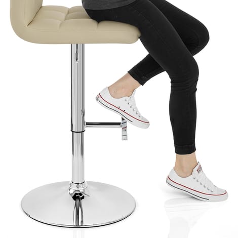 Grid Bar Stool Cream Frame Image