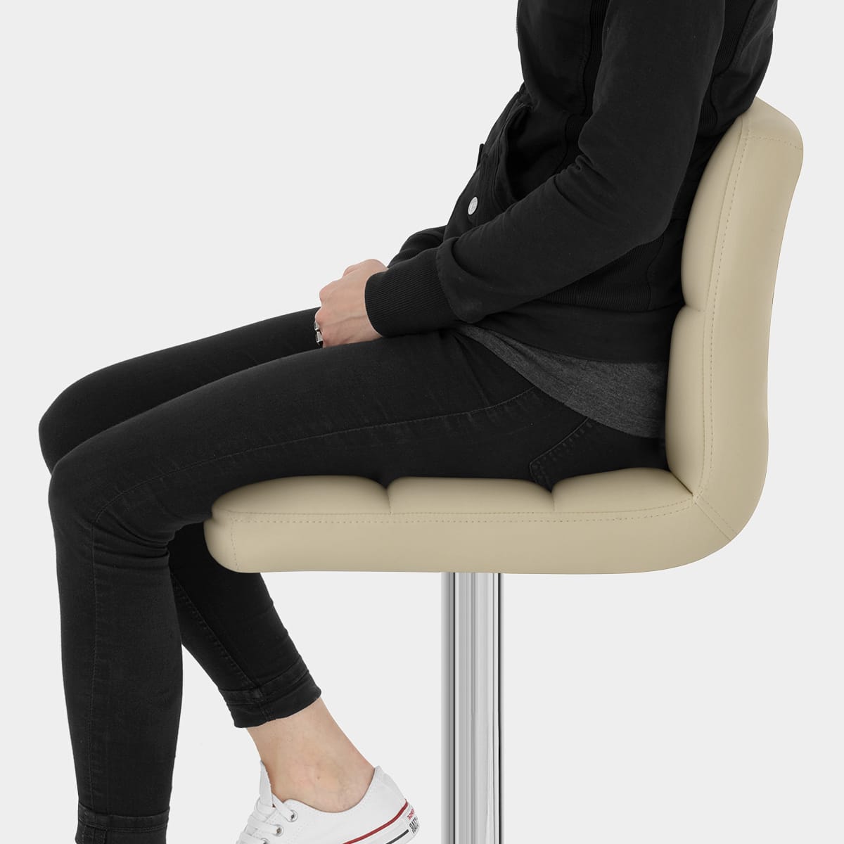 Grid Bar Stool Cream Seat Image