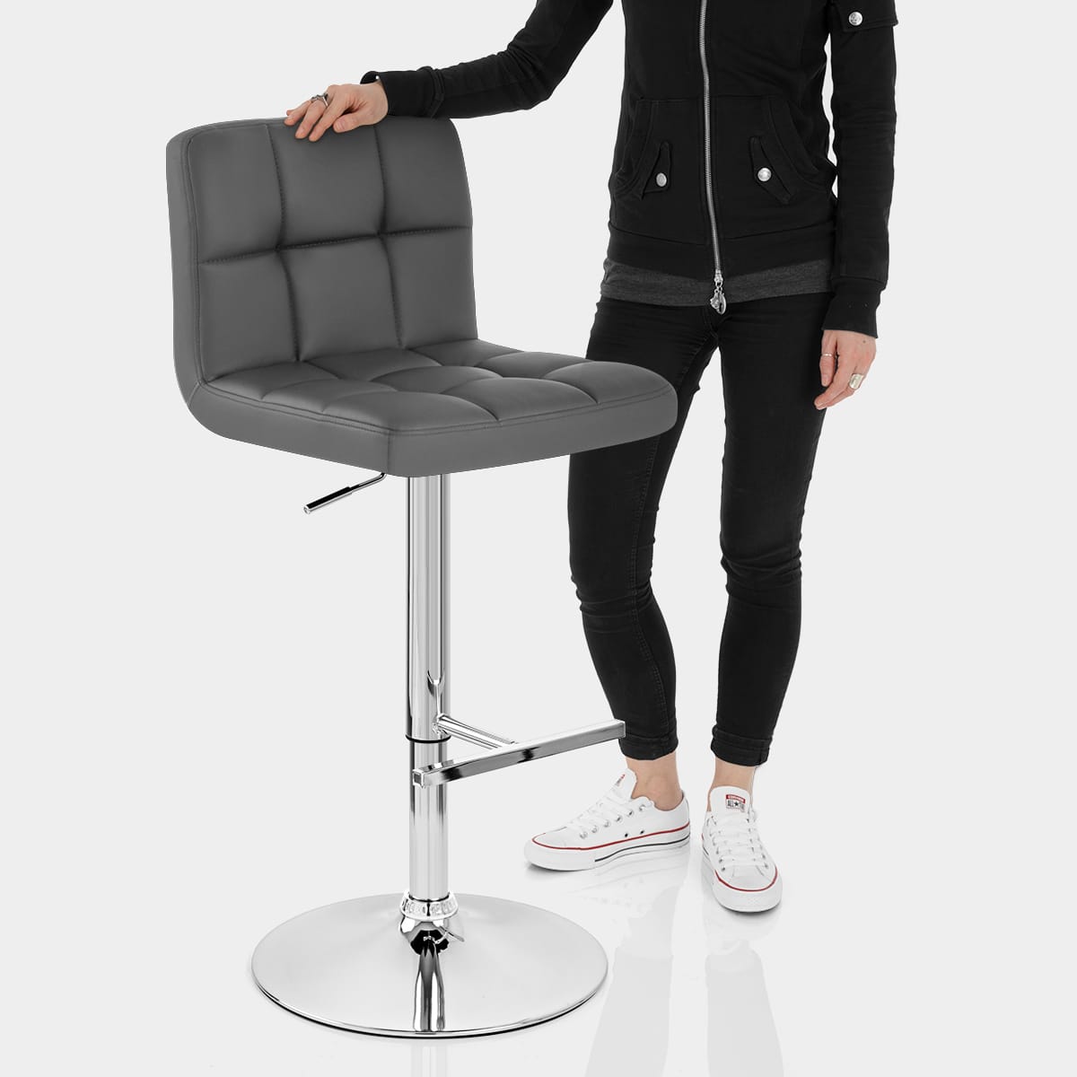 Grid Bar Stool Grey Features Image