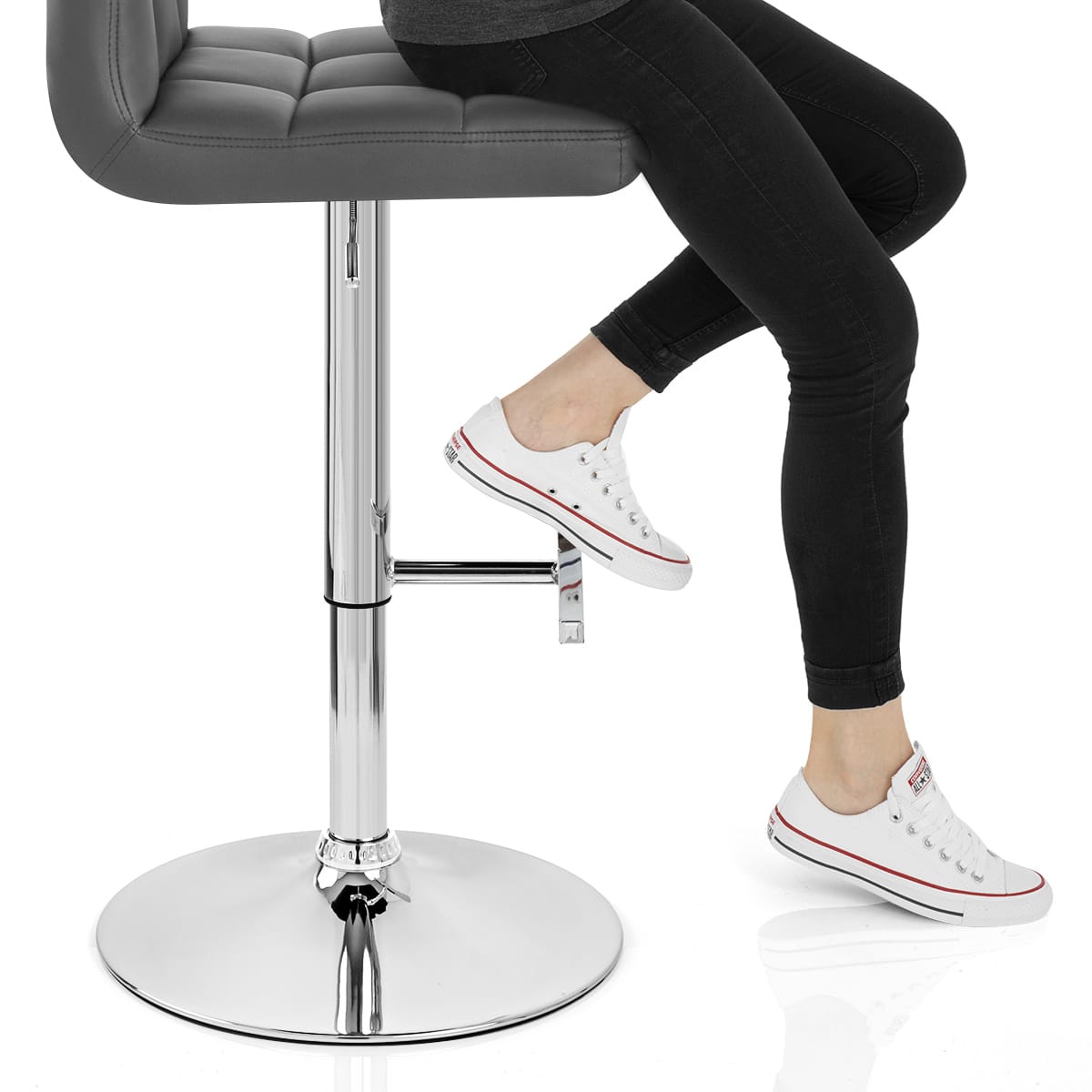 Grid Bar Stool Grey Frame Image