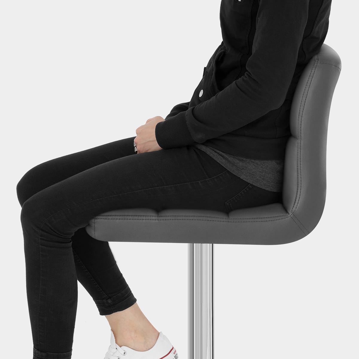 Grid Bar Stool Grey Seat Image