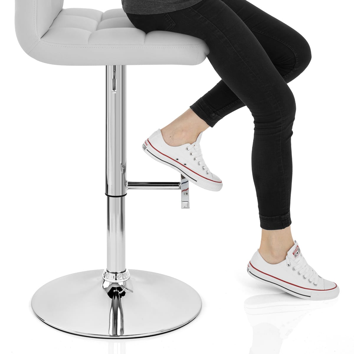Grid Bar Stool White Frame Image