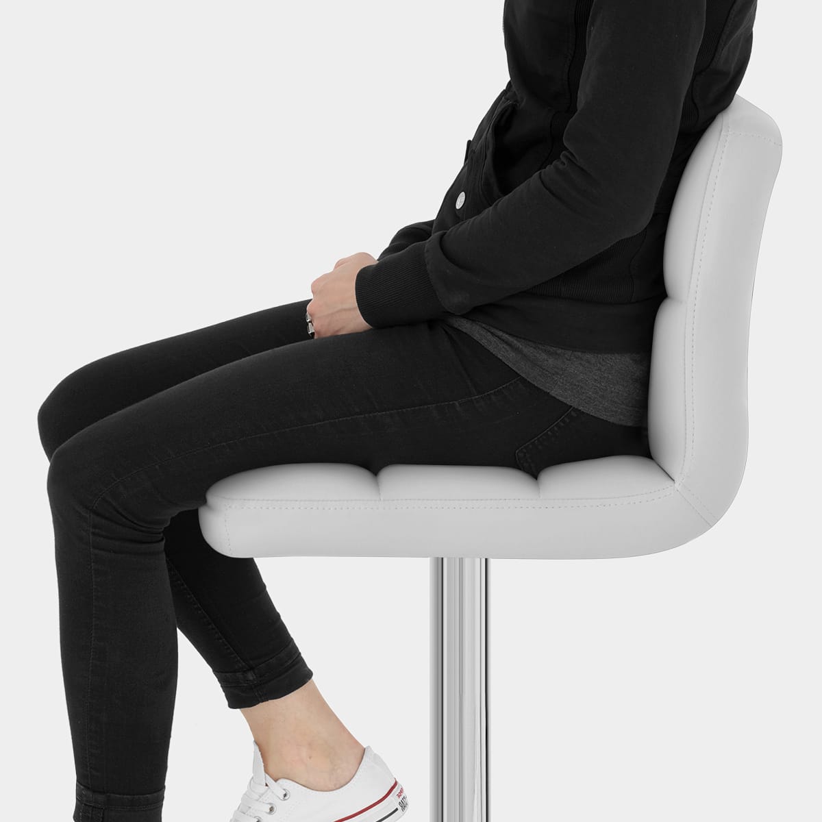 Grid Bar Stool White Seat Image
