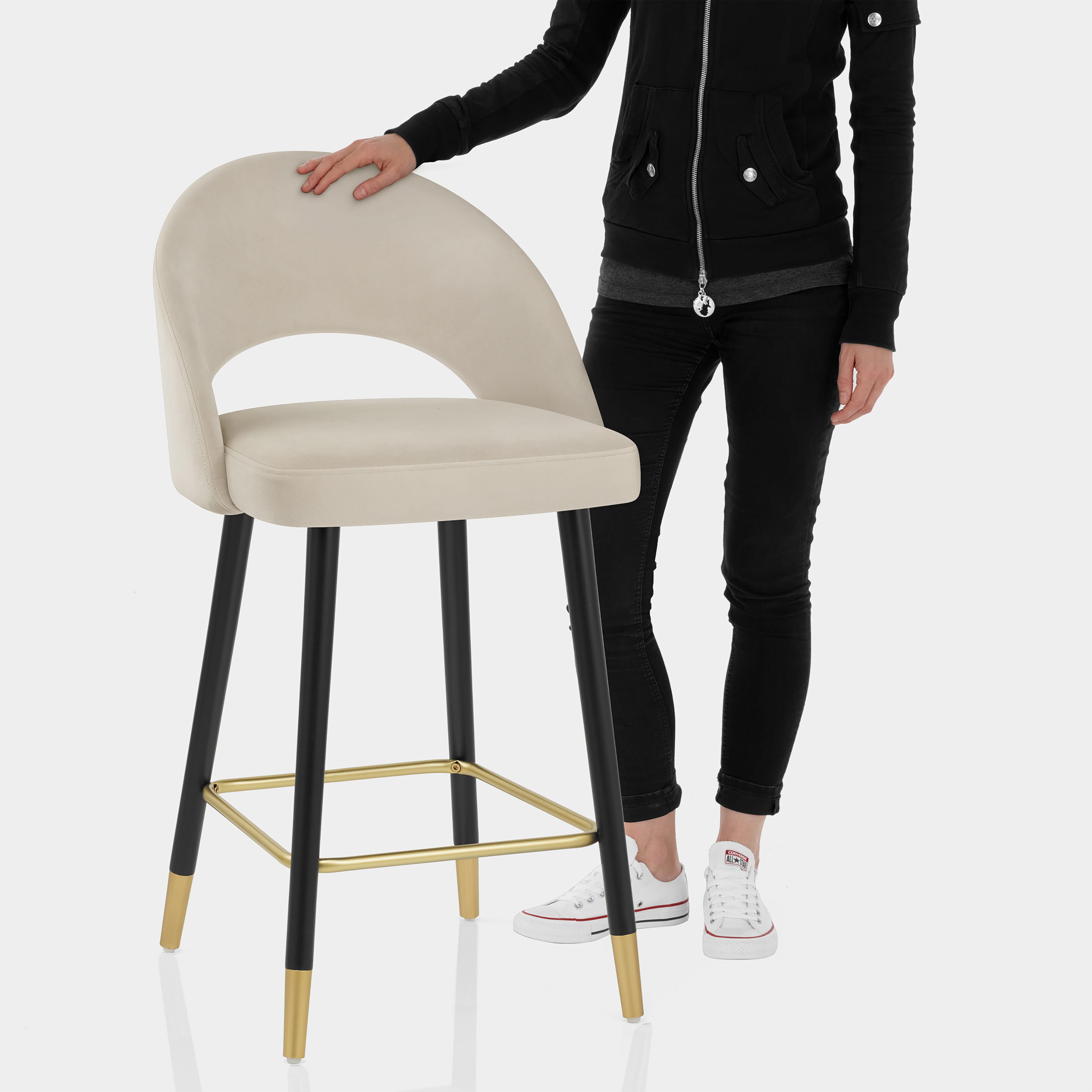 Halo Bar Stool Champagne Velvet Features Image