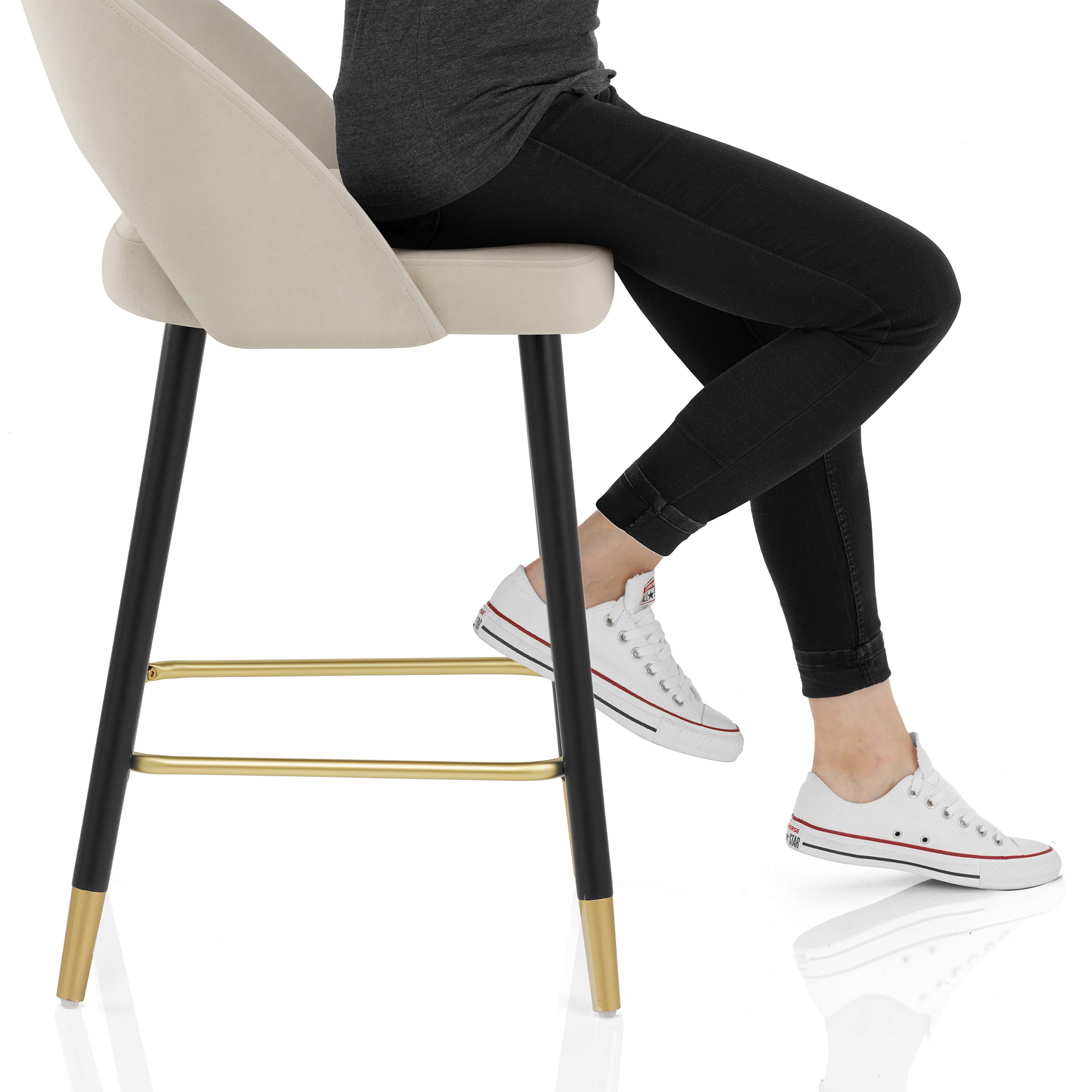 Halo Bar Stool Champagne Velvet Frame Image