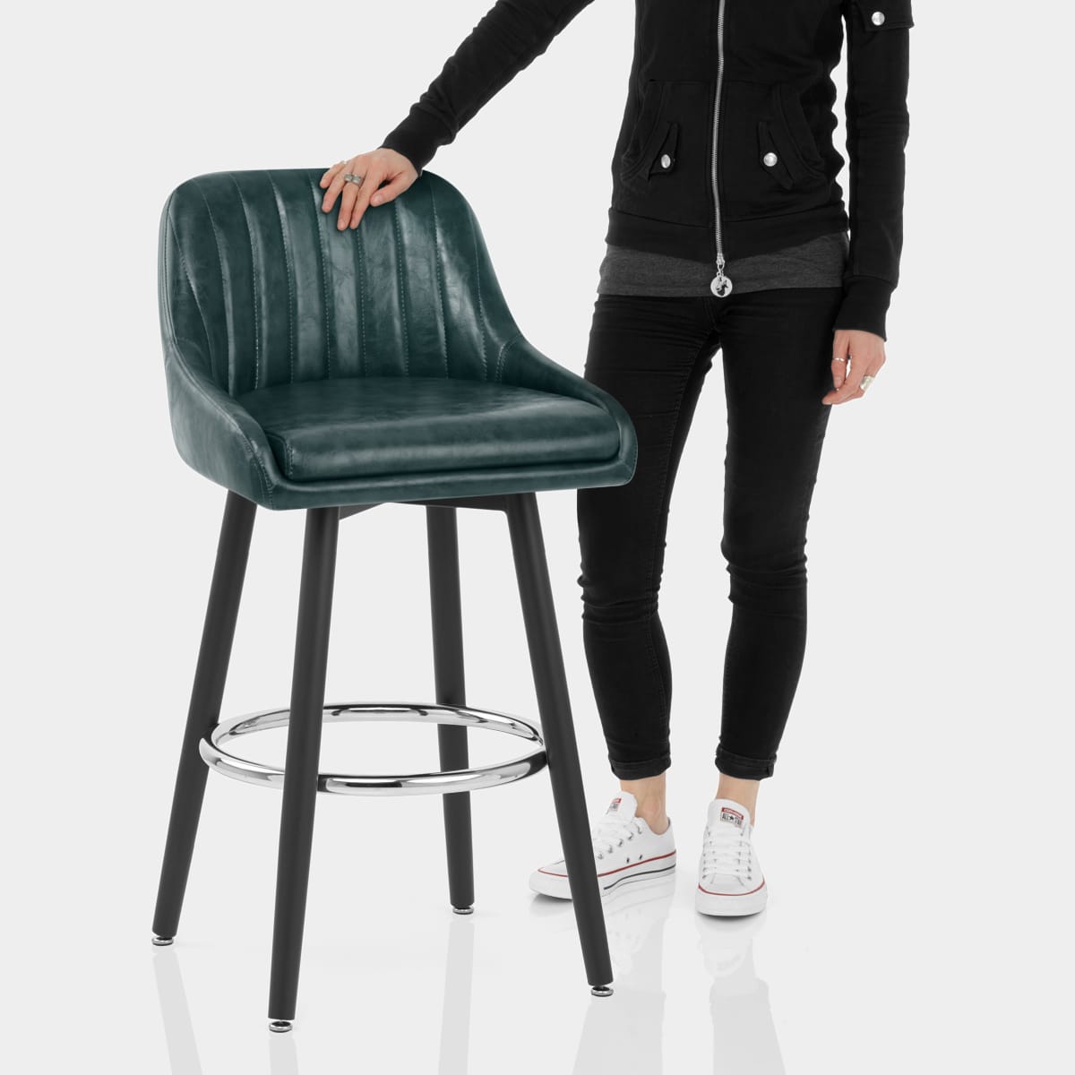 Hamilton Bar Stool Antique Green Features Image