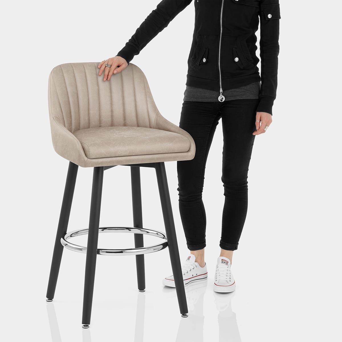 Hamilton Bar Stool Antique Taupe Features Image