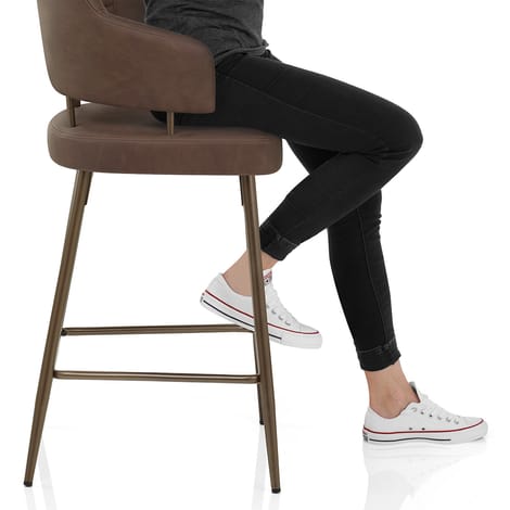 Hampton Bar Stool Bronze & Brown Frame Image