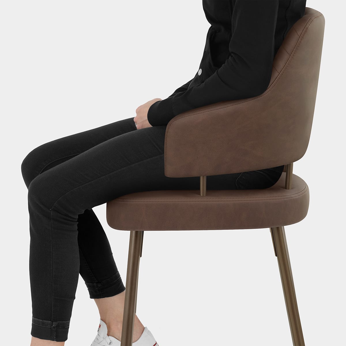 Hampton Bar Stool Bronze & Brown Seat Image