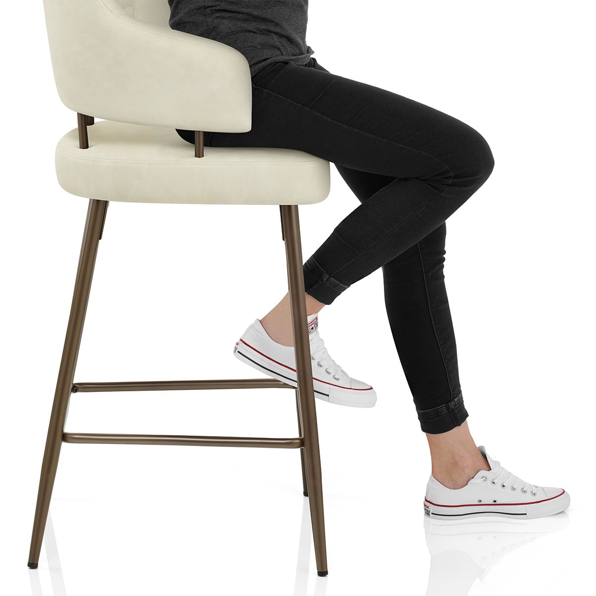 Hampton Bar Stool Bronze & Cream Frame Image