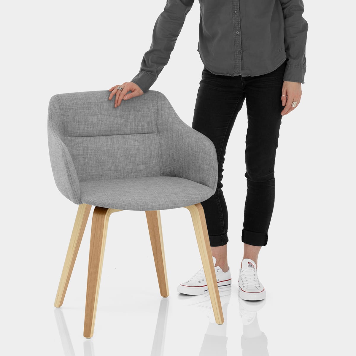 Harley Dining Chair Light Grey Fabric Features Image